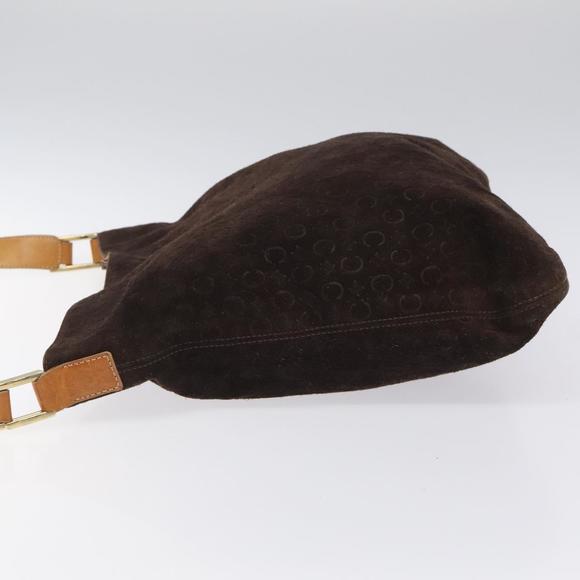 CELINE C Macadam Canvas Shoulder Bag Suede Leather Beige Brown gold Auth hk2165 - Picture 4 of 16